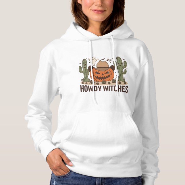 Howdy Hexen Halloween Western Design Hoodie (Vorderseite)