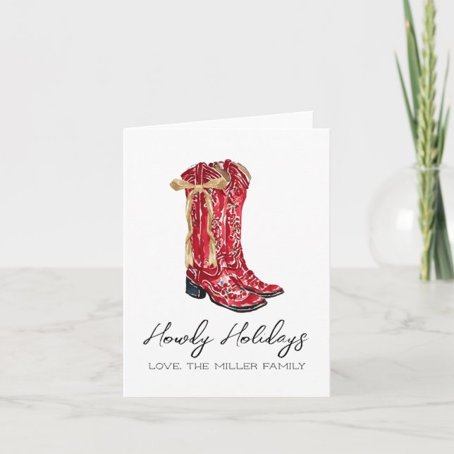 Howdy Holidays Western Weihnachten Karte (Vorderseite)