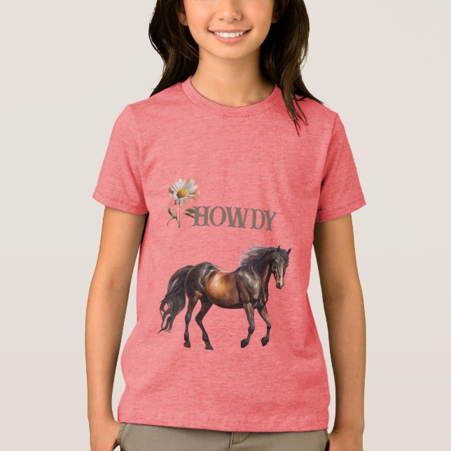 Howdy Horse Daisy Blume Tri-Blend Shirt (Vorderseite)