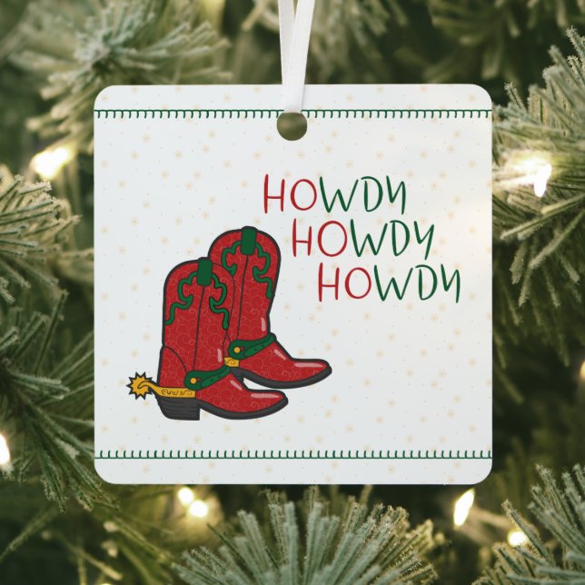 HOwdy HOwdy HOwdy Christmas Cowboy Boots Foto Ornament Aus Metall (InSitu)