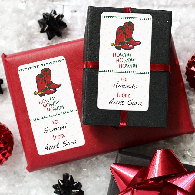 HOwdy HOwdy HOwdy Christmas Cowboy Boots Geschenkt Adressaufkleber (Von Creator hochgeladen)