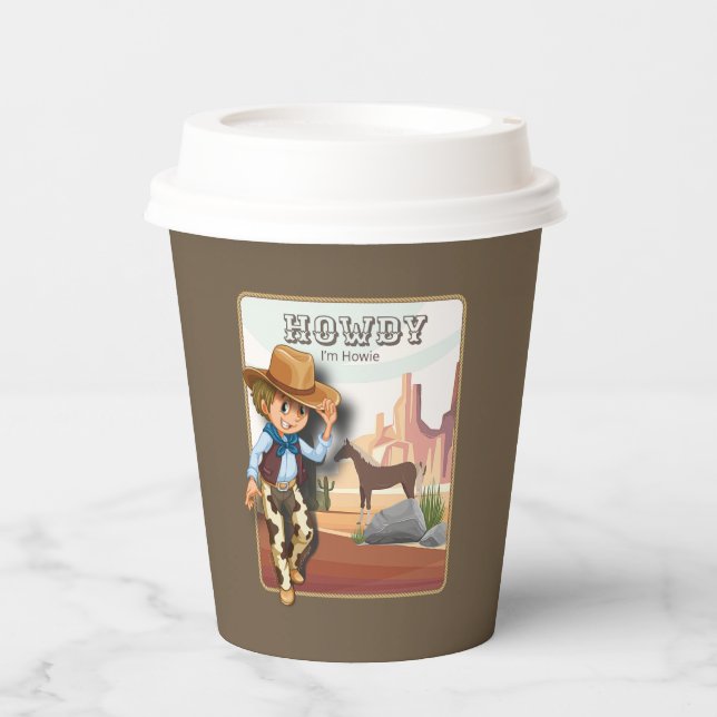 Howdy howies Tierdruckpapier zum ersten Geburtstag Pappbecher (Vorderseite)