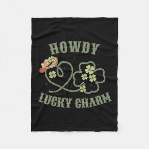 Howdy Lucky Charm Western St Patrick Day Kleeblatt Fleecedecke
