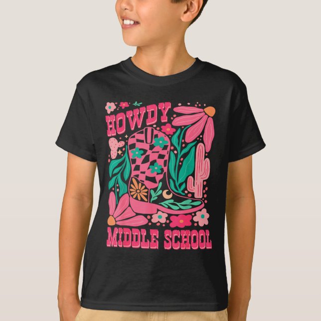 Howdy Middle School Western Girl Country Rodeo Nk  T-Shirt (Vorderseite)