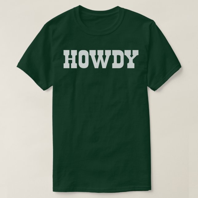 Howdy! Minimalistische Typografie Funny Western Co T-Shirt (Design vorne)