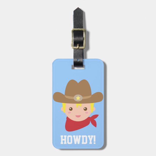 Howdy Niedlich Cowboy Boys Personalisiert Gepäckma Gepäckanhänger (Vorderseite vertikal)