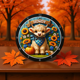Howdy Niedlich Highland Cow Große Wanduhr