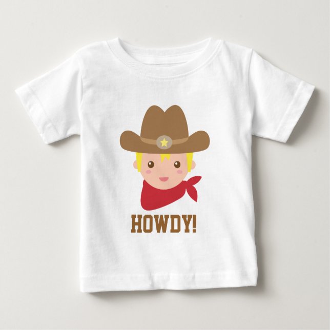 Howdy, Niedlicher Cowboy für kleine Jungs Baby T-shirt (Vorderseite)