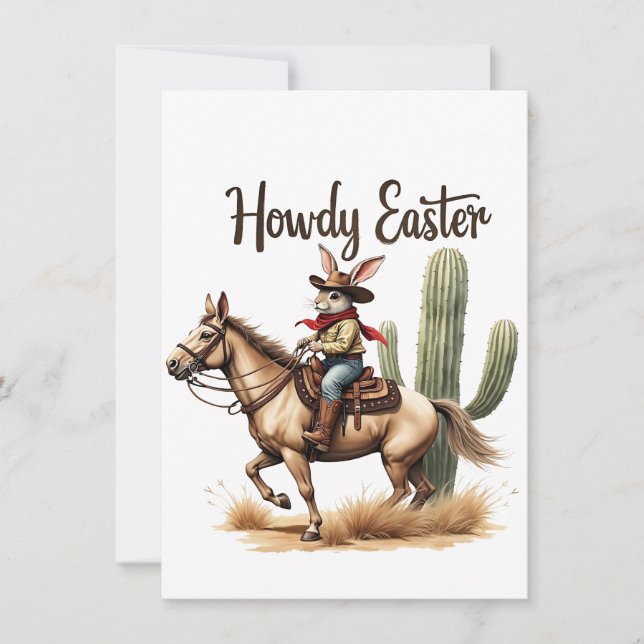 Howdy Oaster Bunny Reiten Dankeskarte (Vorderseite)