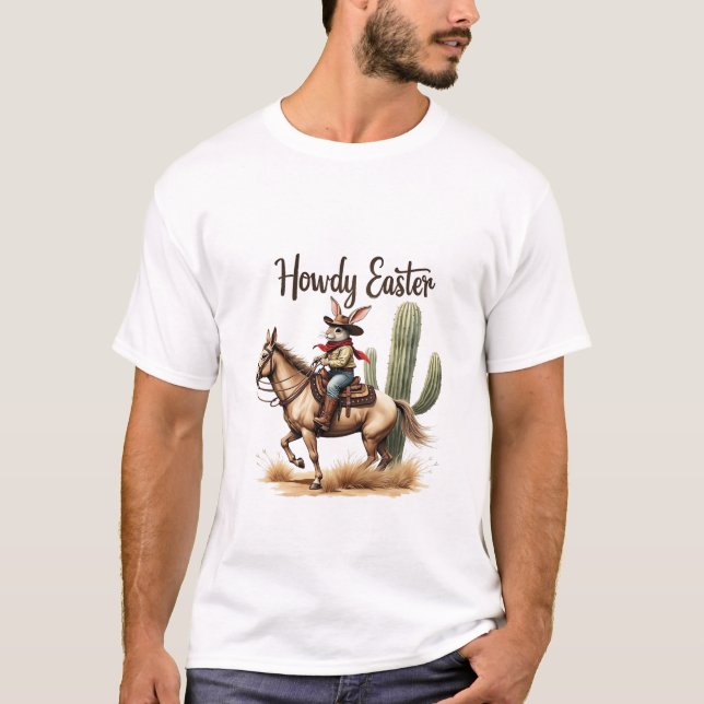 Howdy Oaster Bunny Reiten T-Shirt (Vorderseite)