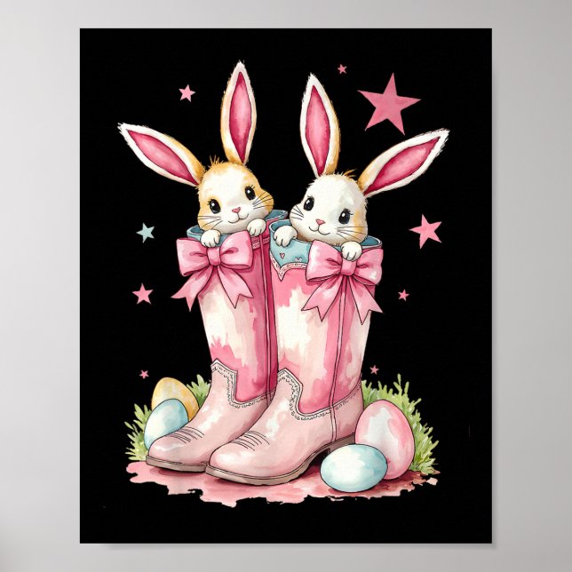 Howdy Oster Western Osterfest Bunny Cowboy Boots Poster (Vorne)