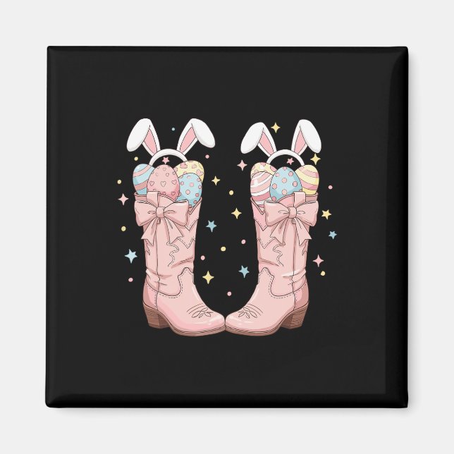 Howdy Osteroster Western Ostern Bunny Cowboy Boots Magnet (Vorne)