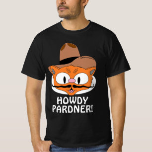 HOWDY PARDNER! Cowboy Mustache Cat T-Shirt