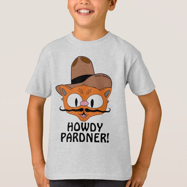 HOWDY PARDNER! (Howdy Partner) Cowboy Cat T-Shirt (Vorderseite)