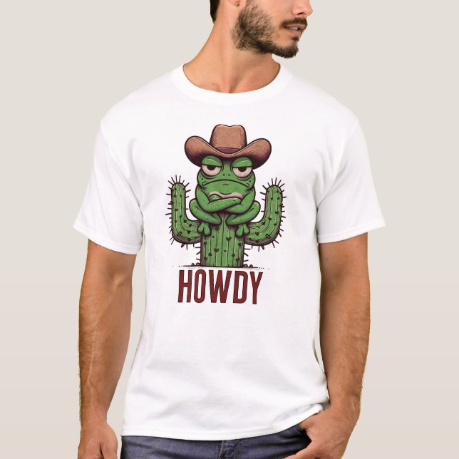 Howdy Partner! Erstaunlicher Frog Cowboy im Stil e T-Shirt (Vorderseite)