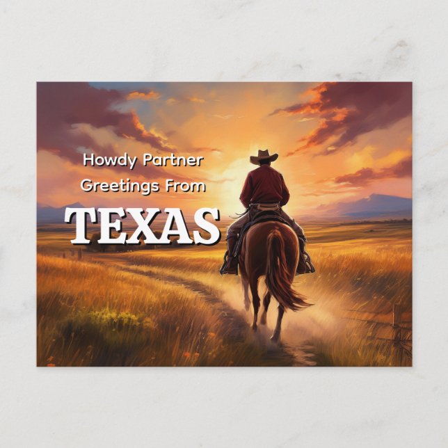 Howdy Partner Greetings from Texas Postkarte (Vorderseite)