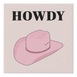 Howdy Pink Cowboy Hat Künstlicher Leinwanddruck