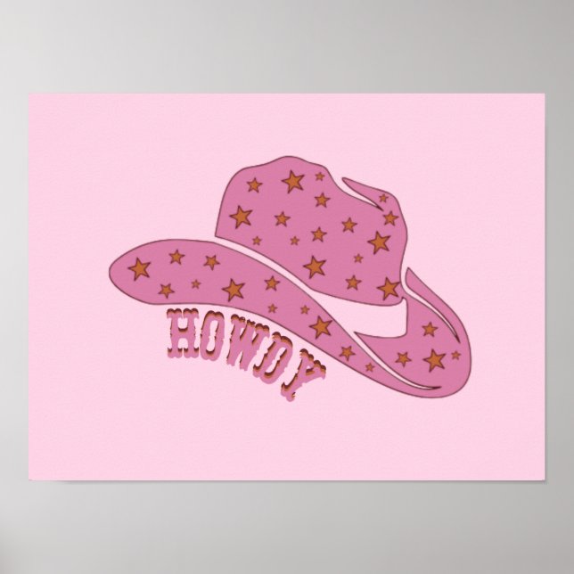 Howdy Pink Cowgirl Hat Poster (Vorne)