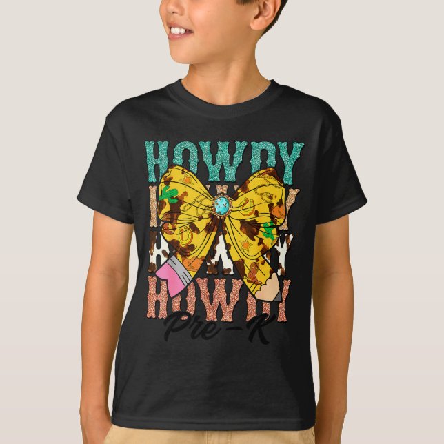Howdy Pre-k 1st Grade Teacher Western Cowboy Cowgi T-Shirt (Vorderseite)