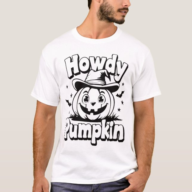 Howdy Pumpkin - Cowboy Halloween Fun T-Shirt (Vorderseite)