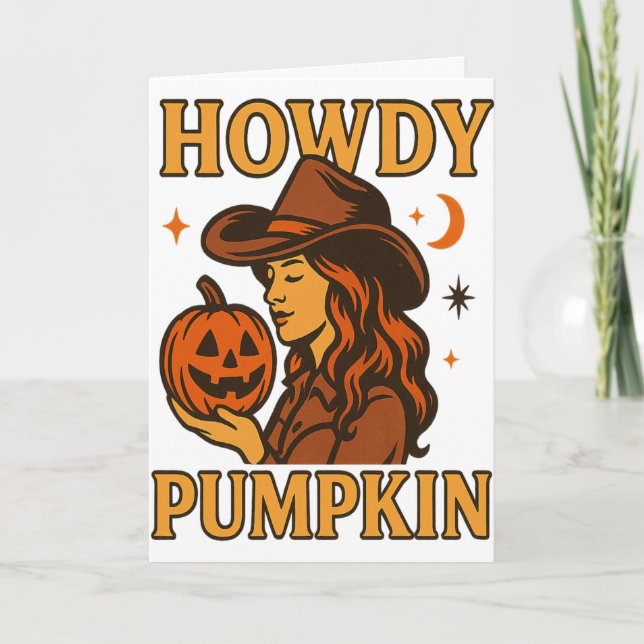 Howdy Pumpkin’ geklappte Grußkarte Karte (Vorderseite)