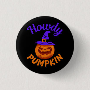 Howdy Pumpkin Halloween Button
