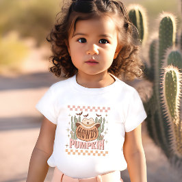Howdy Pumpkin Halloween Retro Western Pink Kleinkind T-shirt