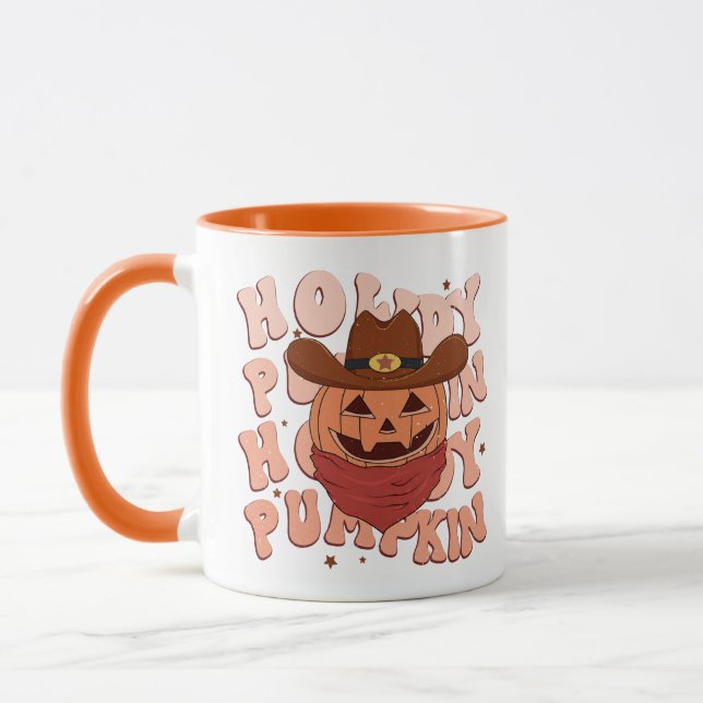Howdy Pumpkin Retro Halloween Tasse (Links)