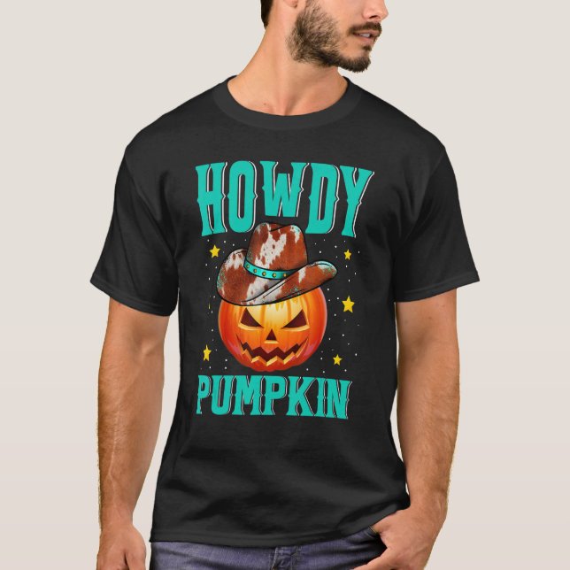 Howdy Pumpkin Rodeo Western Country Fall Süd T-Shirt (Vorderseite)