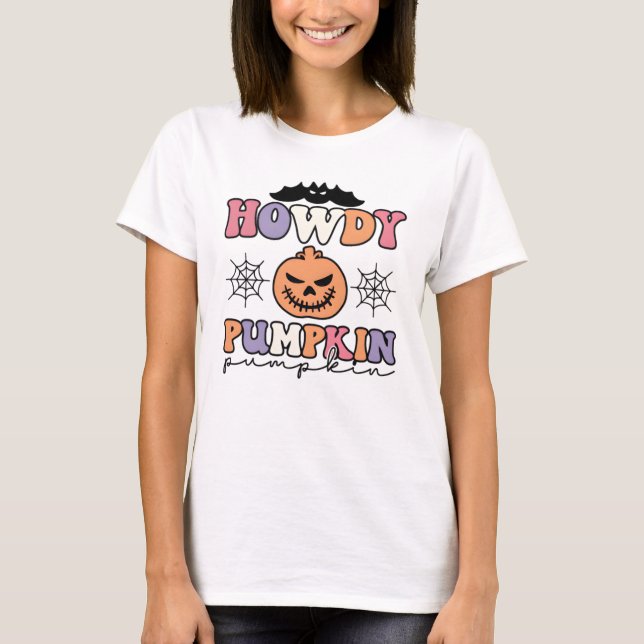 Howdy Pumpkin T - Shirt | Spooky Western Halloween (Vorderseite)