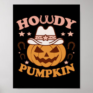 Howdy Pumpkin Western Country Herbst Cowboys Poster