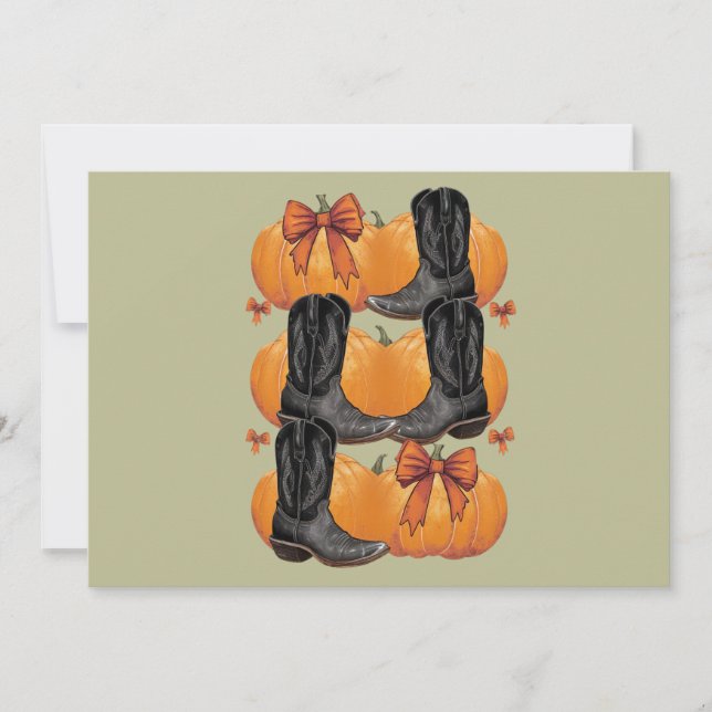 Howdy Pumpkin Western Fall Coquette Bow Cowgirl Einladung (Vorderseite)