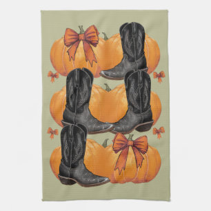 Howdy Pumpkin Western Fall Coquette Bow Cowgirl Geschirrtuch
