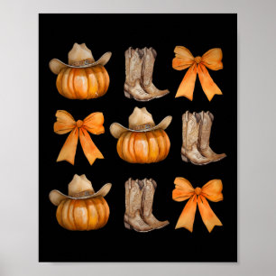 Howdy Pumpkin Western Fall Coquette Bow Thanksgivi Poster