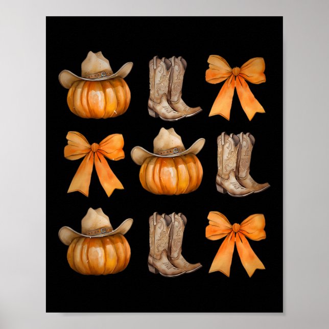 Howdy Pumpkin Western Fall Coquette Bow Thanksgivi Poster (Vorne)