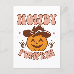 Howdy Pumpkin Western Retro Halloween Postkarte