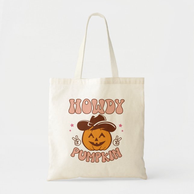 Howdy Pumpkin Western Retro Halloween Tragetasche (Vorne)