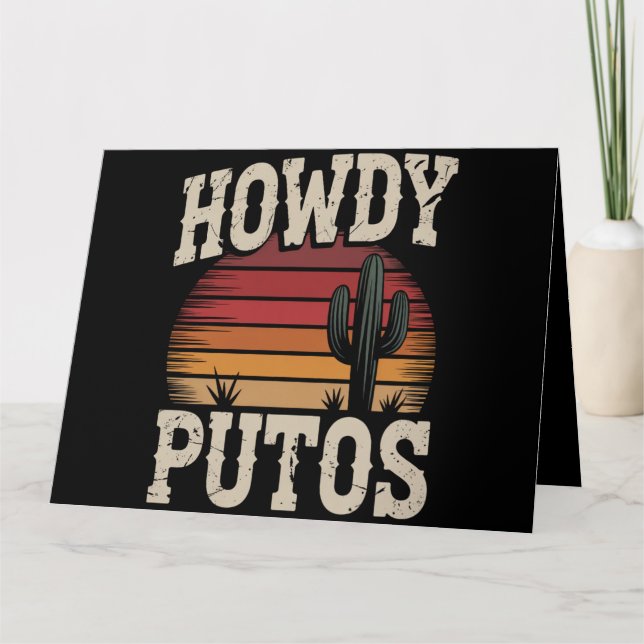 Howdy Putos Funny Cactus Retro Vintag Dankeskarte (Vorderseite)