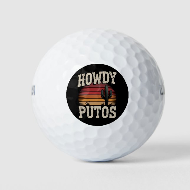 Howdy Putos Funny Cactus Retro Vintag Golfball (Vorderseite)