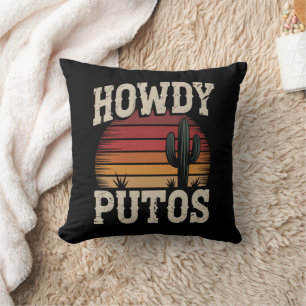 Howdy Putos Funny Cactus Retro Vintag Kissen