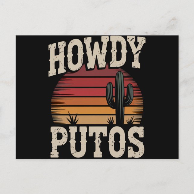 Howdy Putos Funny Cactus Retro Vintag Postkarte (Vorderseite)