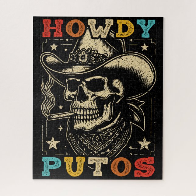 Howdy Putos Funny Skull Retro Vintag Puzzle (Vertikal)