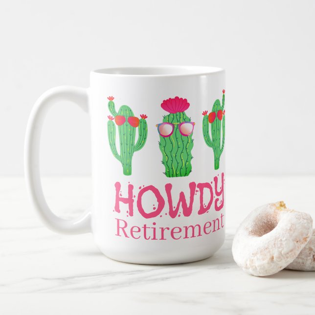Howdy Retirement Funny Western Cactus Characters Kaffeetasse (Mit Donut)
