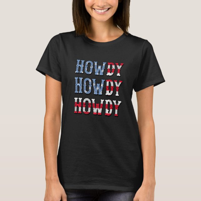 Howdy Retro Cowgril & Cowboy Western Rodeo Texas 4 T-Shirt (Vorderseite)
