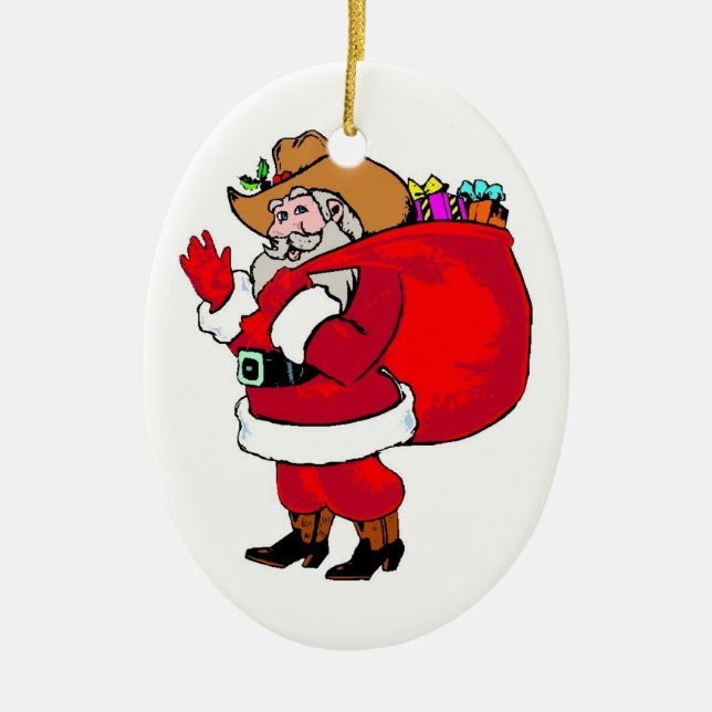 Howdy Santa - Oval Ornament (Vorne)