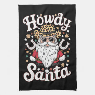 Howdy Santa Western Cowboy Rodeo Weihnachtsgeschen Geschirrtuch