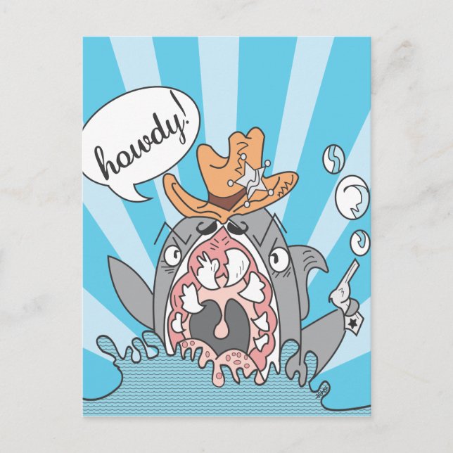 Howdy Shark Postcard Postkarte (Vorderseite)
