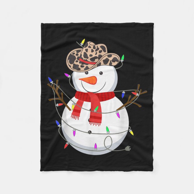 Howdy Snowman Funny Cowboy Hat Western Christmas 2 Fleecedecke (Vorderseite)