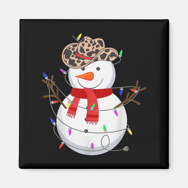 Howdy Snowman Funny Cowboy Hat Western Christmas 2 Magnet (Vorne)