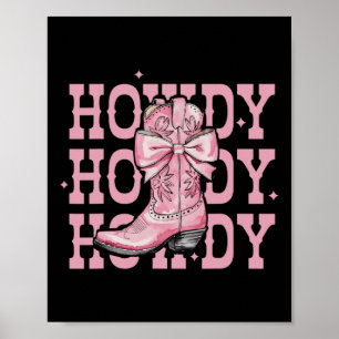 Howdy Southern Western Girl Country Rodeo Rosa Kuh Poster